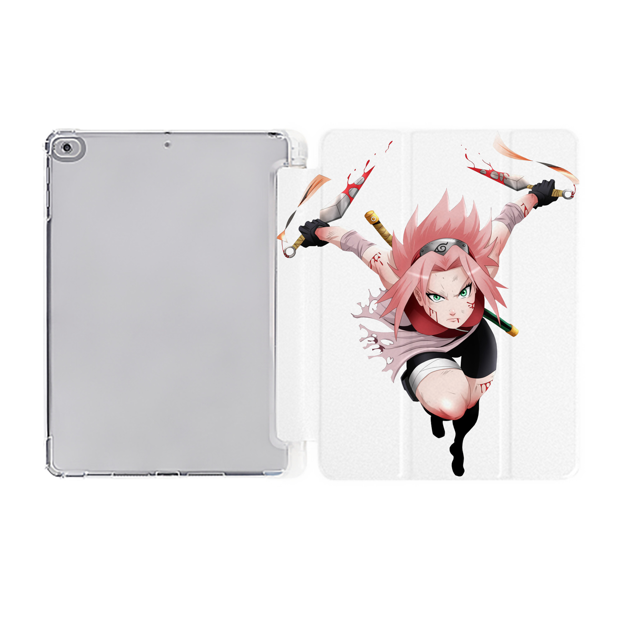 （画像用） NARUTO -ナルト- 春野サクラ Haruno Sakura IPad ケース ペン収納付き 三つ折りスタンド PUレザー×シリコン 対応機種9.5/10.5/10.9インチ